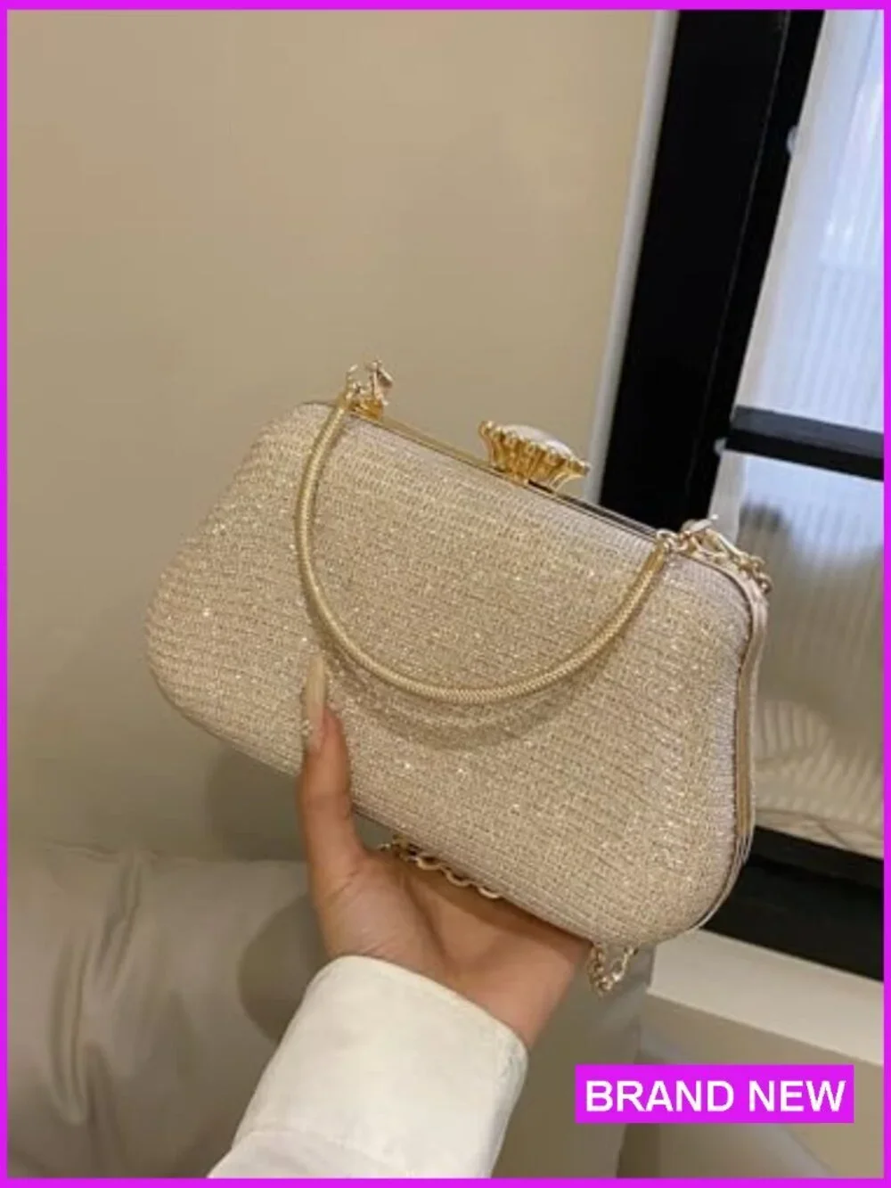 Evening Clutch Purse Sequin Bag Sparkling Handbag with Chain for Formal Events